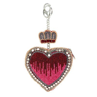 Have a Heart Beaded Red Heart and Crown Coin Purse Key Fob