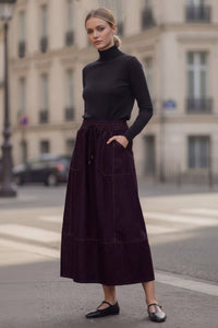 Bianca Drawstring Midi Denim Skirt