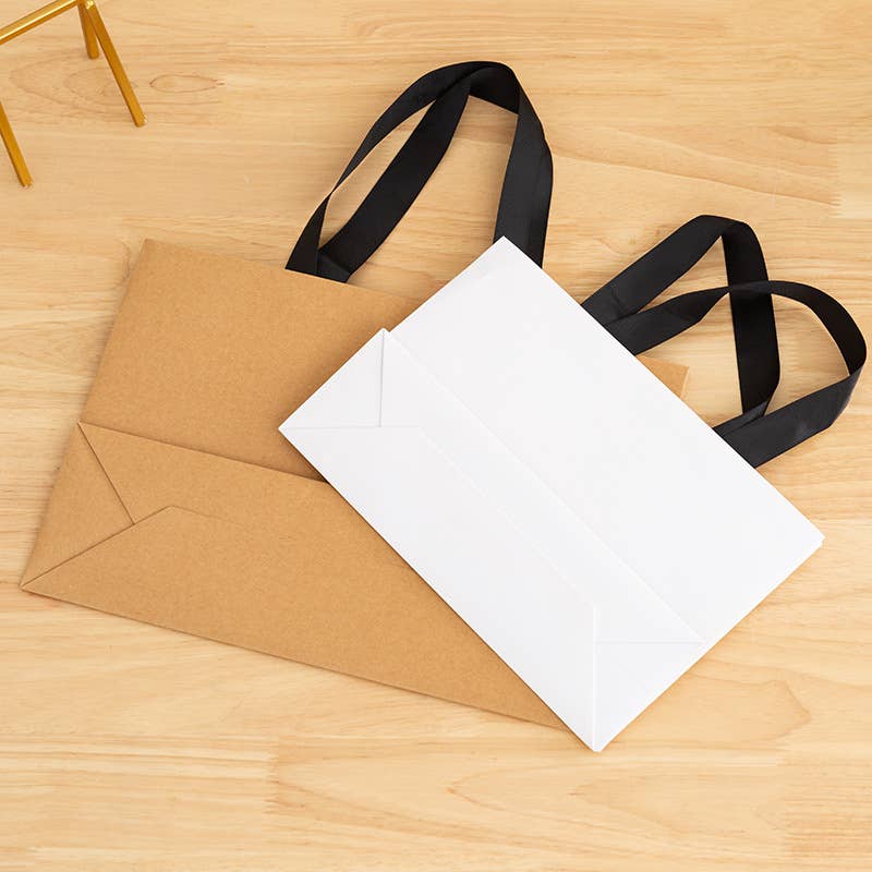 Premium Threaded Rope White Paper Gift Bag w/ free tissue