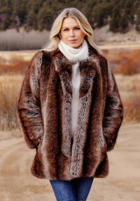 Faux Fur Shawl Collar Coat
