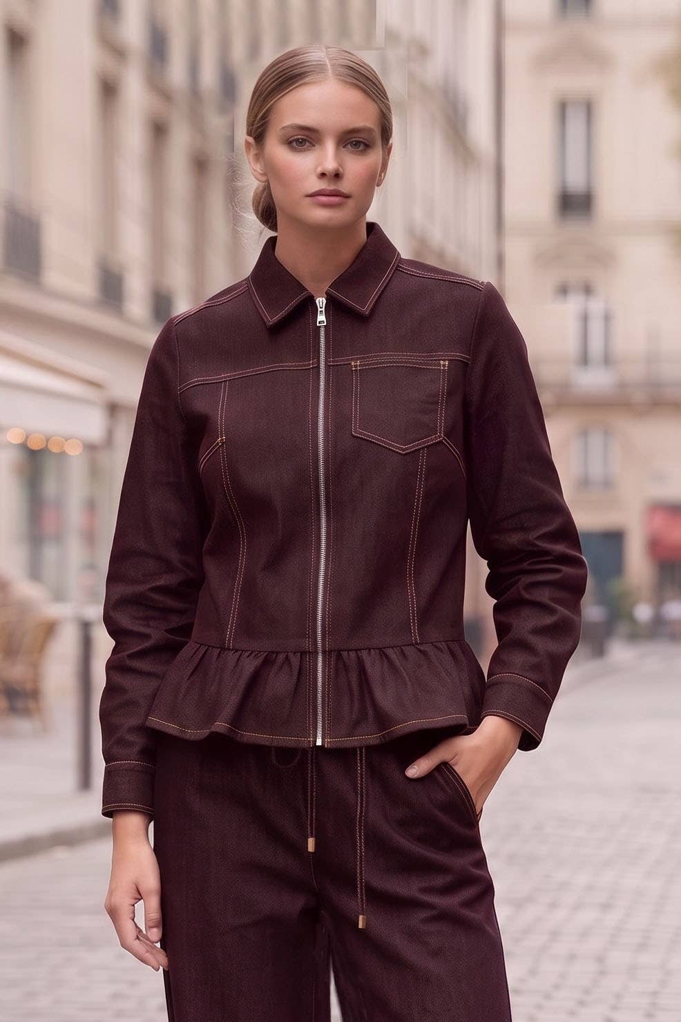 Piper Ruffle Hem Denim Jacket