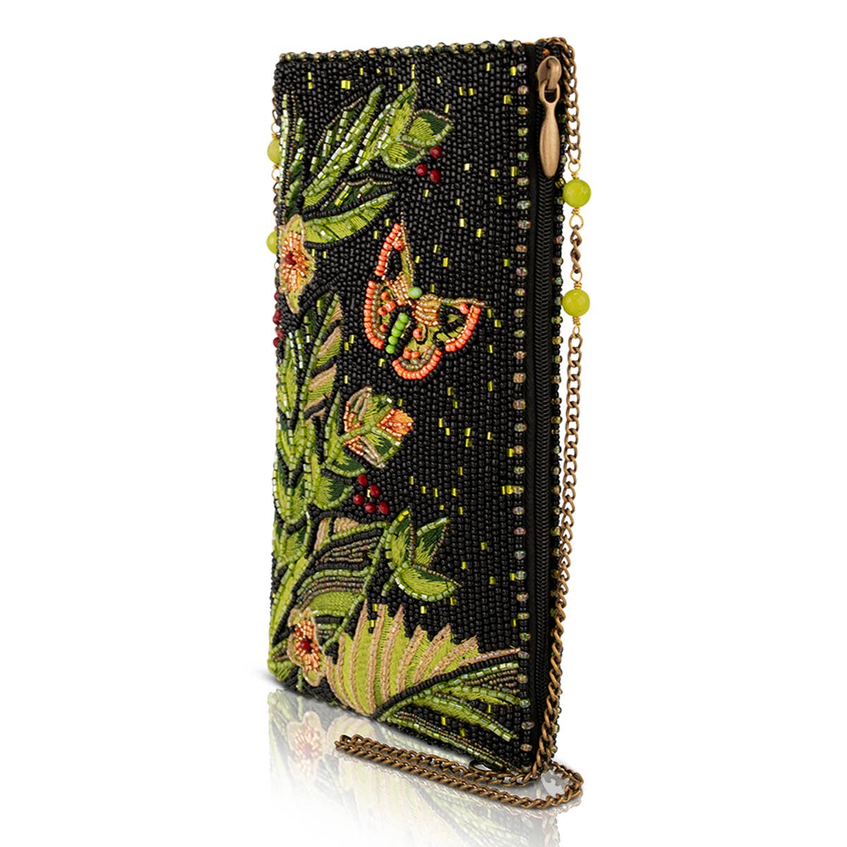 Enchanting Evening beaded black and green crossbody bag