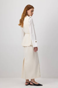 Tailored White Vest with Gold Button Detail