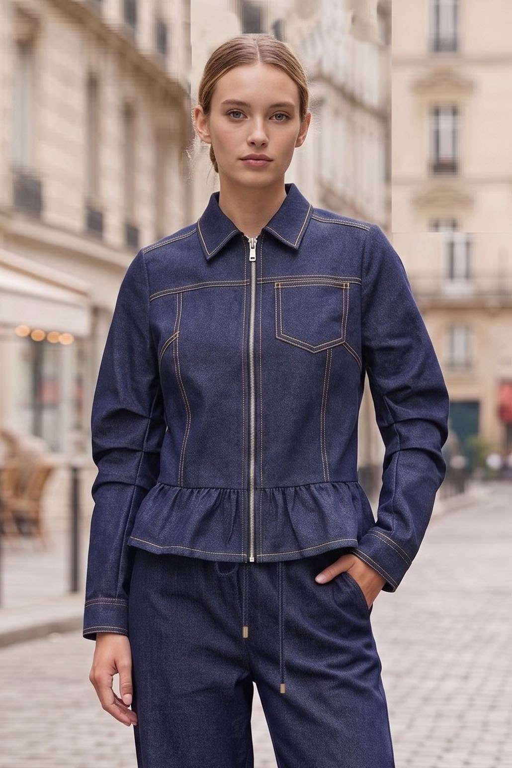 Piper Ruffle Hem Denim Jacket