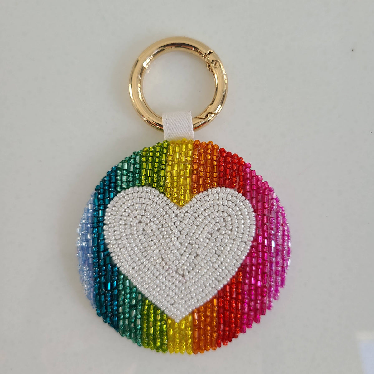 Beaded Rainbow Love Key Chain