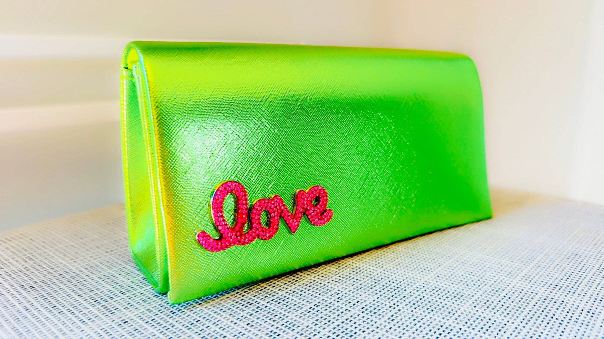 Metallic Green Love Clutch