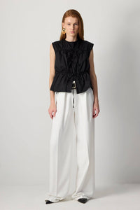 Drawstring Tie-Waist Utility Vest - Cotton Blend