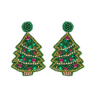 Christmas Tree Beaded Earrings