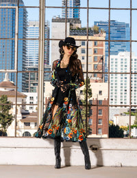 The Melinda Long Embroidered Sheer Duster