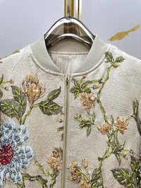 Embroidered Beaded Bomber Jacket