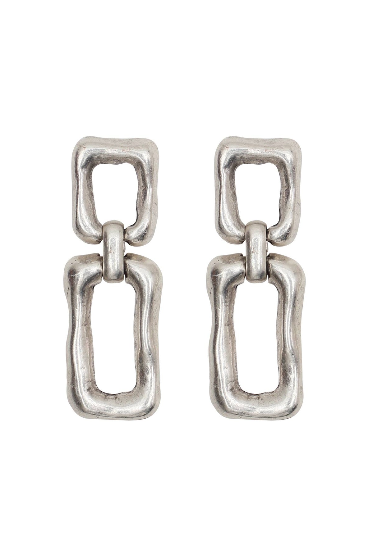 A Modern Silver Square Earrings