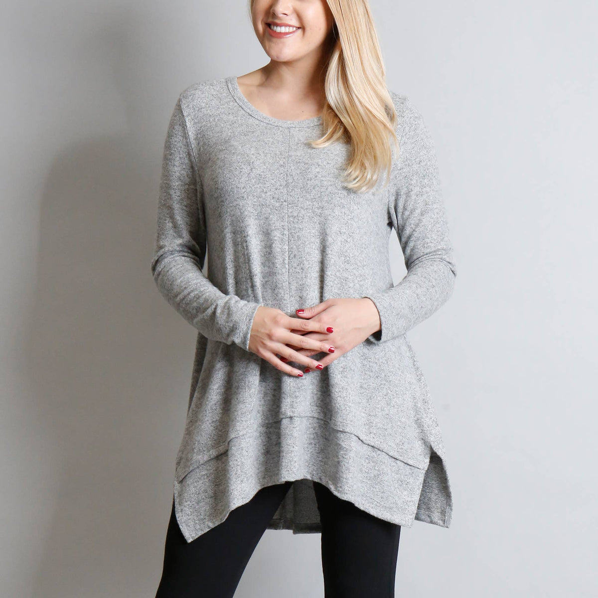 The Cozy, long sleeve tunic with button back