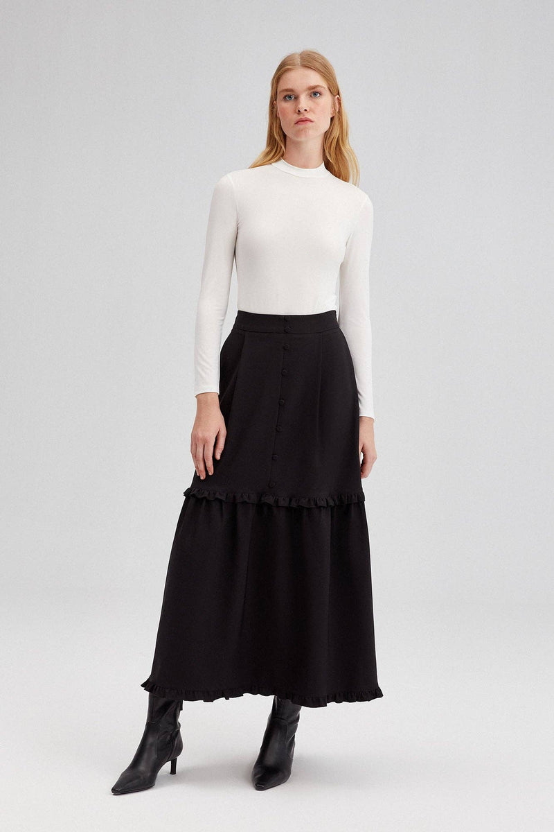 The Artemisa High Waisted Ruffled Crepe Skirt